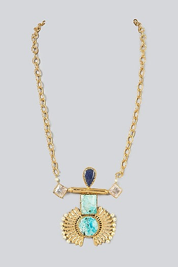 Gold Plated Crystal & Lapis Lazuli Necklace