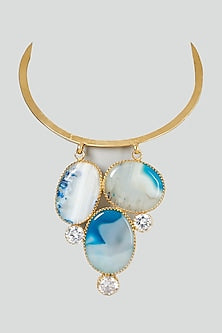 Gold Plated Agate & Crystal Necklace