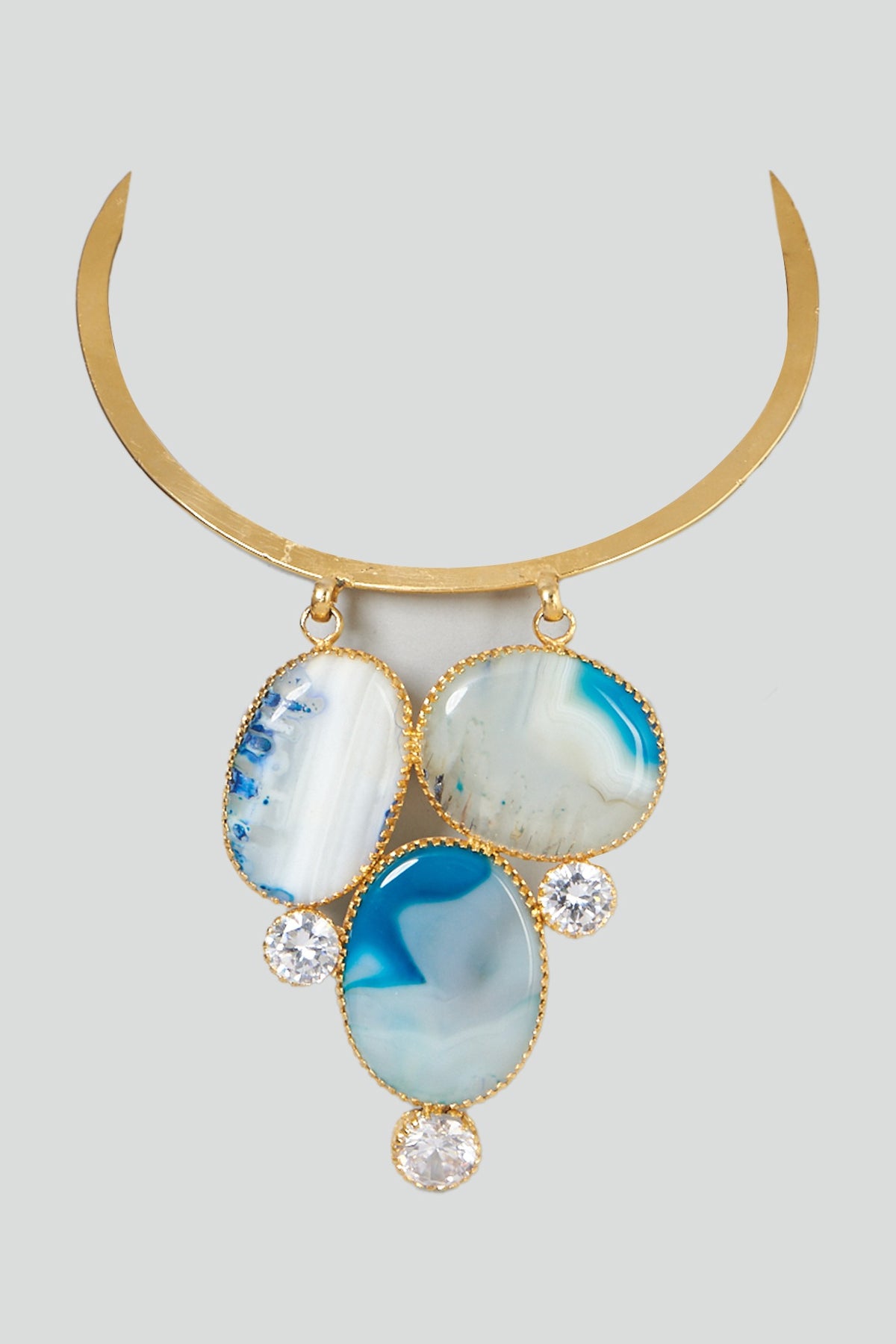 Gold Plated Agate & Crystal Necklace