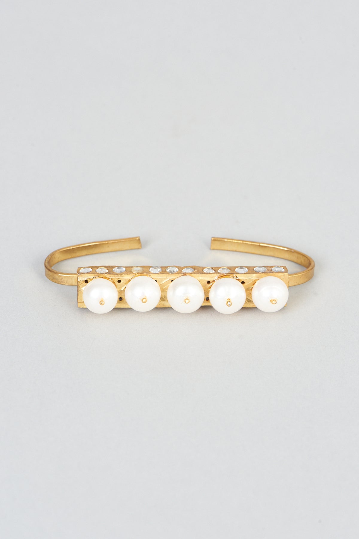 Gold Plated Cuff With Pearls