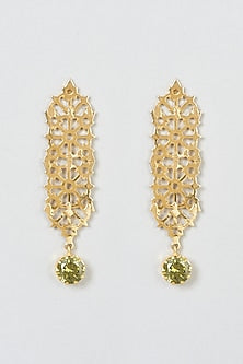 Gold Plated Copper Earrings With Crystals