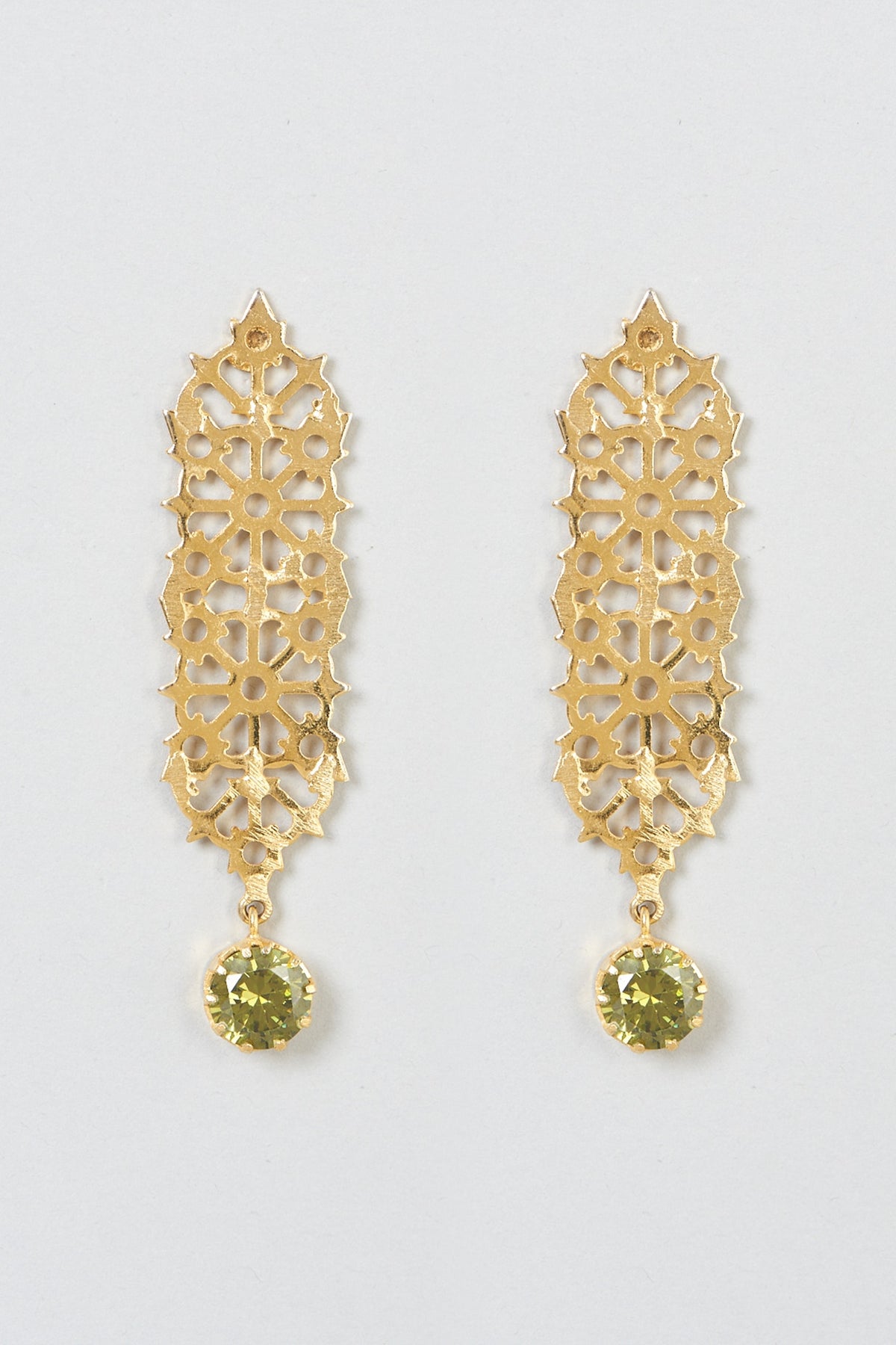 Gold Plated Copper Earrings With Crystals
