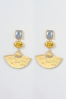 Gold Plated Crystal & Lapis Earrings
