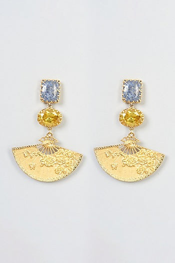 Gold Plated Crystal & Lapis Earrings