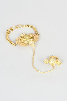 Gold Plated Hand Harness With Crystals