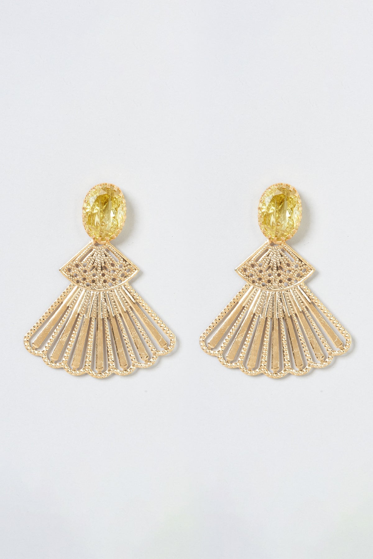 Gold Plated Brass Crystal Earrings