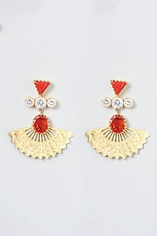 Gold Plated Brass Earrings With Crystals