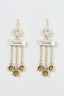 Gold Plated Dangler Earrings With Crystals