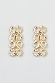 Gold Plated Crystal Earrings In Copper
