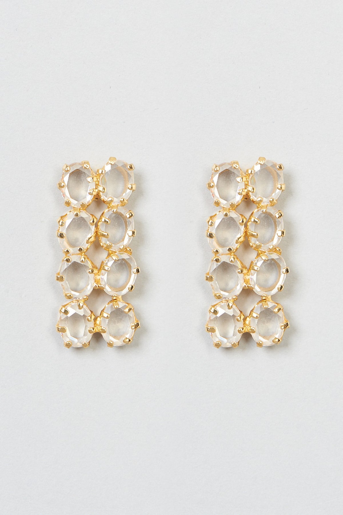 Gold Plated Crystal Earrings In Copper
