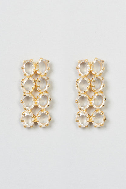 Gold Plated Crystal Earrings In Copper