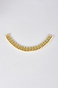 Gold Plated Kundan Polki & Green Onyx Anklets (Set Of 2)