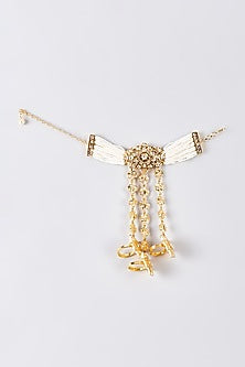 Gold Plated Kundan Polki & Pearl Hathphools (Set Of 2)