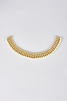 Gold Plated Kundan Polki & Pearl Anklets (Set Of 2)
