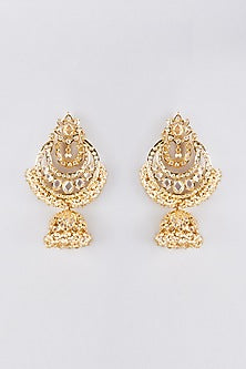 Gold Plated Kundan Polki Jhumka Earrings