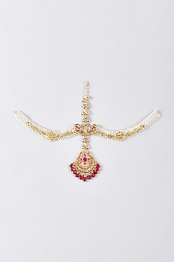 Gold Plated Kundan Polk & Onyx Mathapatti