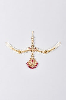 Gold Plated Kundan Polk & Onyx Mathapatti