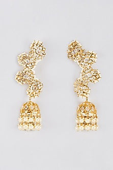 Gold Plated Kundan Polki Jhumka Earrings