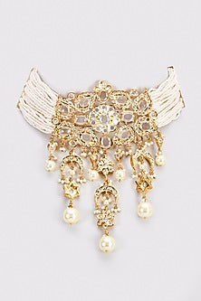 Gold Plated Kundan Polki & Onyx Choker Necklace