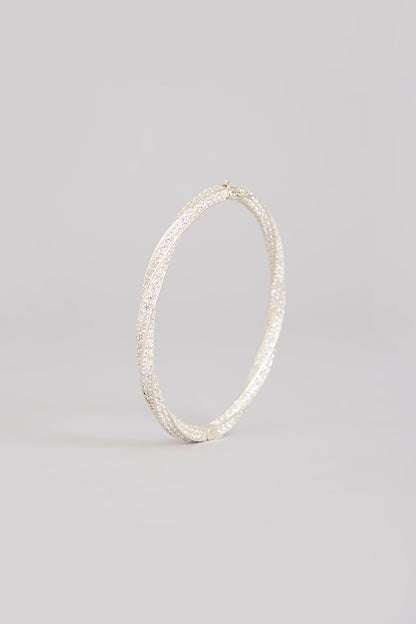Gold Finish Moissanite Polki Bracelet In Sterling Silver