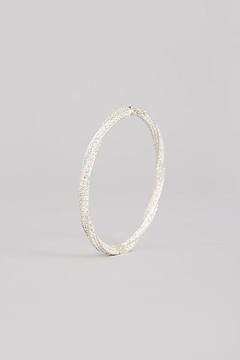 Gold Finish Moissanite Polki Bracelet In Sterling Silver