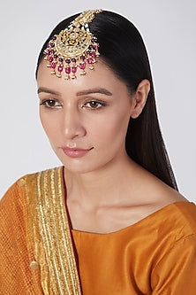 Gold Plated Kundan Polki Maang Tikka