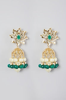 Gold Plated Kundan Polki Jhumka Earrings