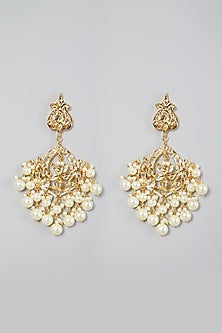 Gold Plated Kundan Polki Chandbali Earrings
