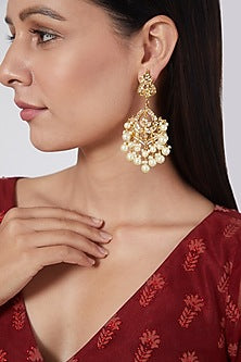 Gold Plated Kundan Polki Chandbali Earrings