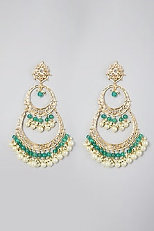Gold Plated Green Stone Earrings