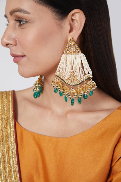 Gold Plated Pearl Chandbali Earrings