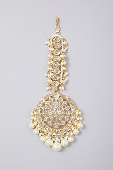 Gold Plated Kundan Polki Maang Tikka