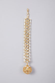 Gold Plated Maang Tikka With Kundan Polki