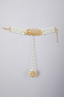 Gold Plated Kundan Polki Hathphool