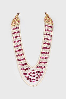 Gold Plated Kundan Polki & Onyx Long Necklace