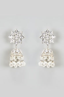 Gold Plated Kundan Polki & Pearl Jhumka Earrings