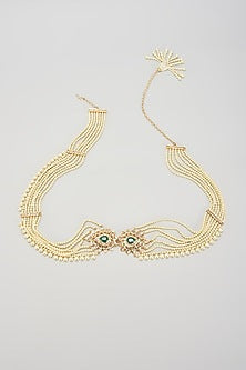 Gold Plated Kundan Polki & Green Onyx Waist Belt