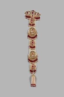 Gold Plated Pearl & Red Onyx Headgear