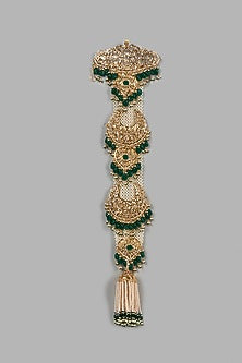 Gold Plated Pearl & Green Onyx Headgear