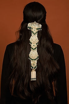 Gold Plated Pearl & Green Onyx Headgear
