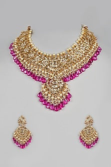 Gold Plated Kundan Polki Choker Necklace Set