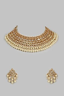 Gold Plated Kundan Polki Choker Necklace Set