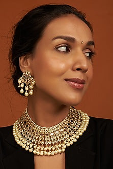 Gold Plated Kundan Polki Choker Necklace Set