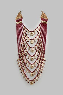 Gold Plated Red Onyx Layered Necklace