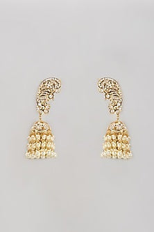 Gold Plated Semi-Precious Kundan Polki & Pearl Dangler Earrings