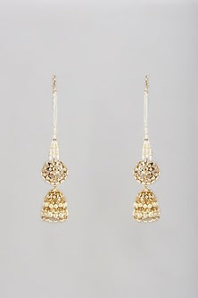 Gold Plated Semi-Precious Kundan Polki & Pearl Dangler Earrings