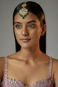 Gold Plated Semi-Precious Kundan Polki Maangtikka