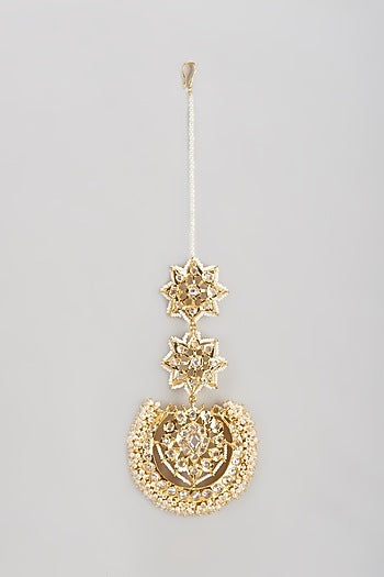 Gold Plated Semi-Precious Kundan Polki Maangtikka