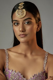 Gold Plated Semi-Precious Kundan Polki Maangtikka