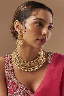 Gold Plated Kundan Polki & Pearl Choker Necklace Set